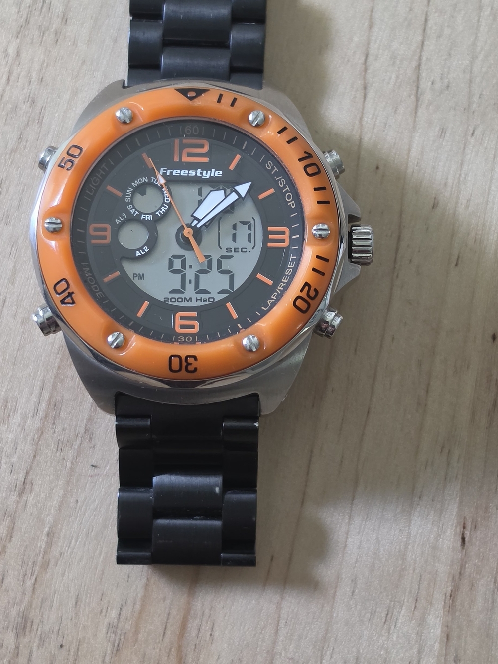 Freestyle Orange Bezel Black Strap Hybrid Sport Watch